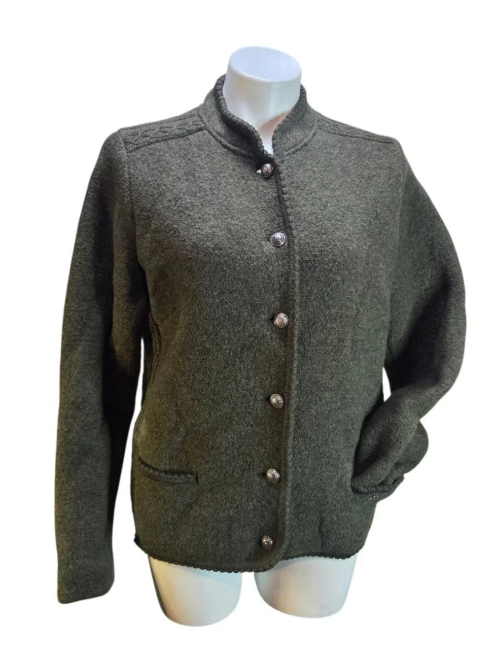 Vintage Schieber Wool Jacket Fits Size Small Olive Green Button Up Coat